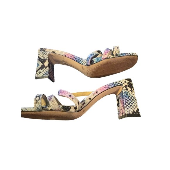 Jessica Simpson Blue Black White Snakeskin Heels Size 6M - Picture 5 of 10